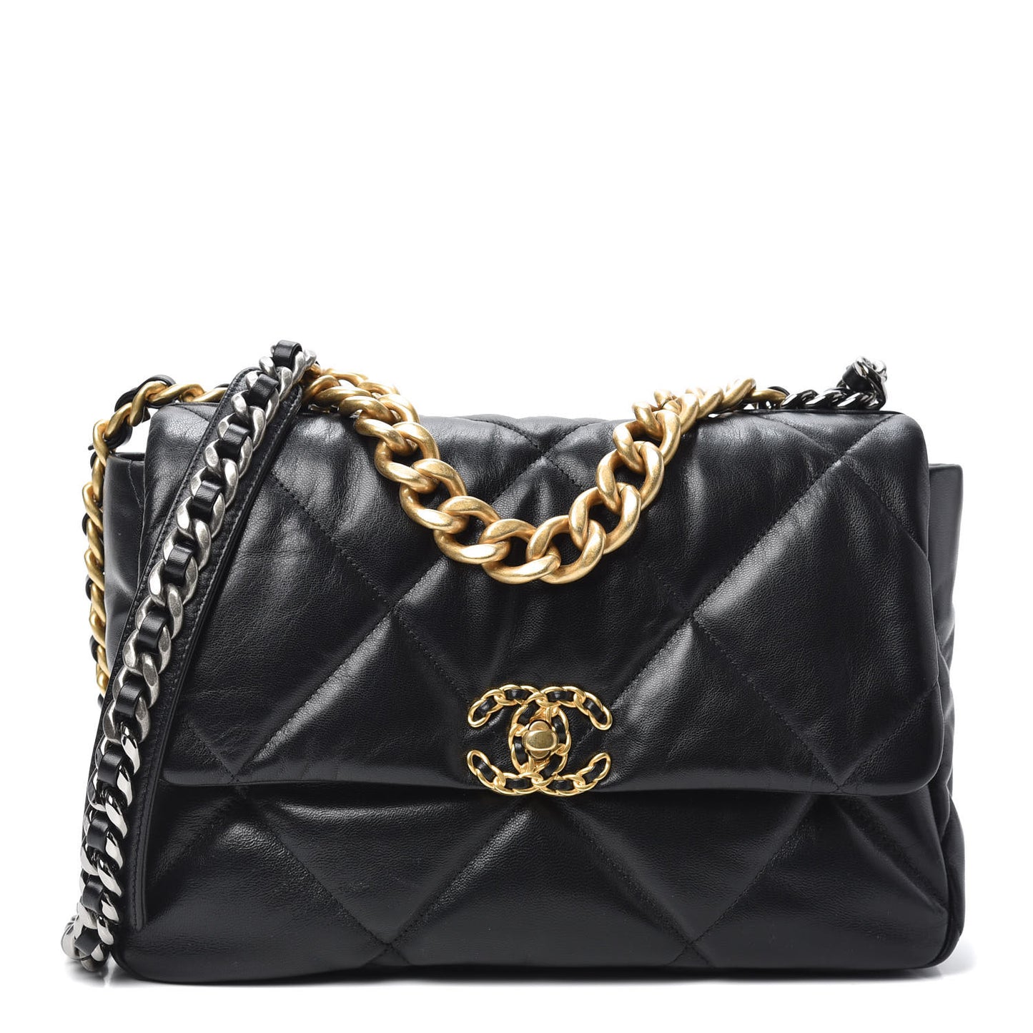 Goatskin Quilted Large 19 Flap Black