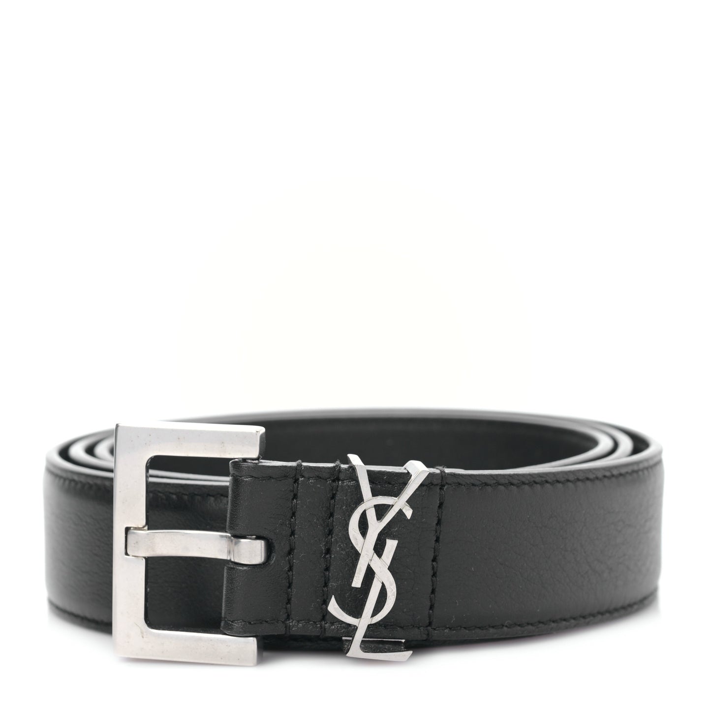 Smooth Calfskin Monogram Square Buckle Belt 90 36 Black
