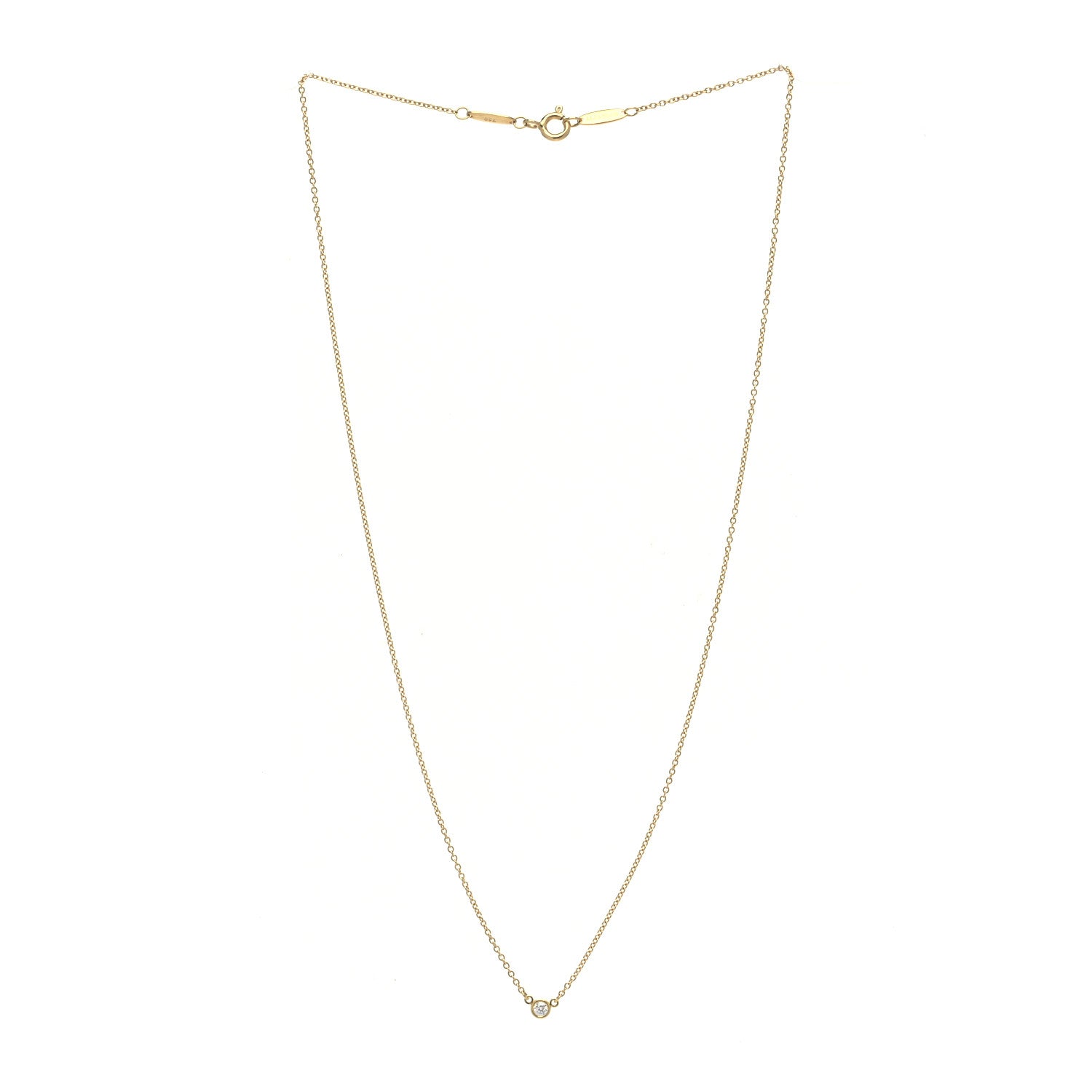 Tiffany 18K Yellow Gold Diamond .05ct Elsa Peretti Diamonds by the Yard Pendant Necklace 3 of 5