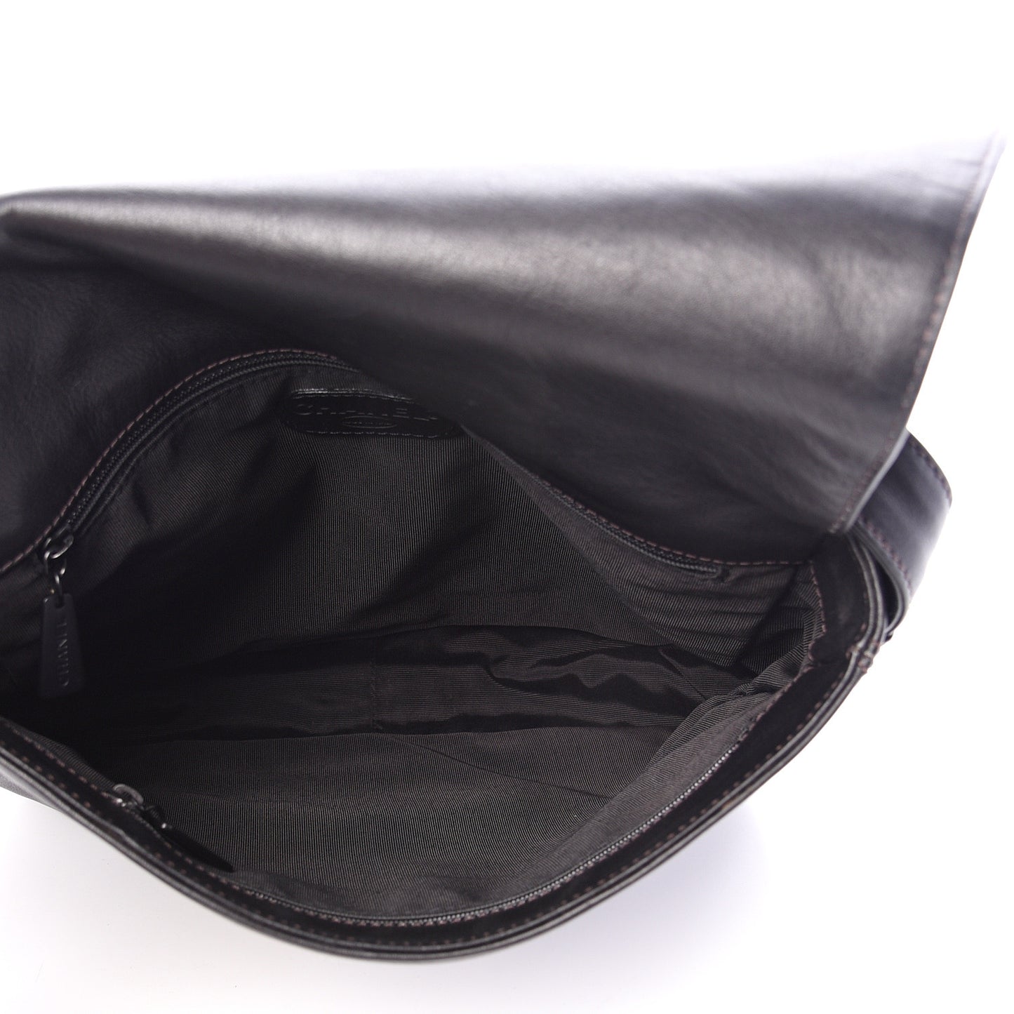 Calfskin CC Tassel Shoulder Flap Bag Dark Brown