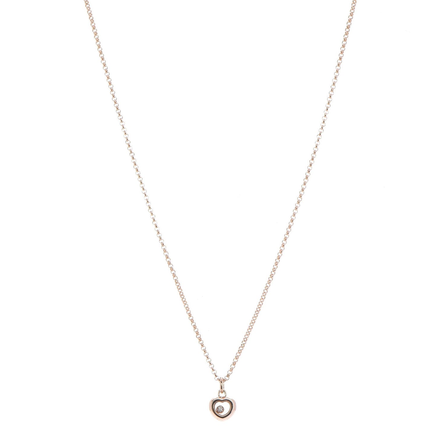 18K Pink Gold Happy Diamonds Heart Pendant Necklace
