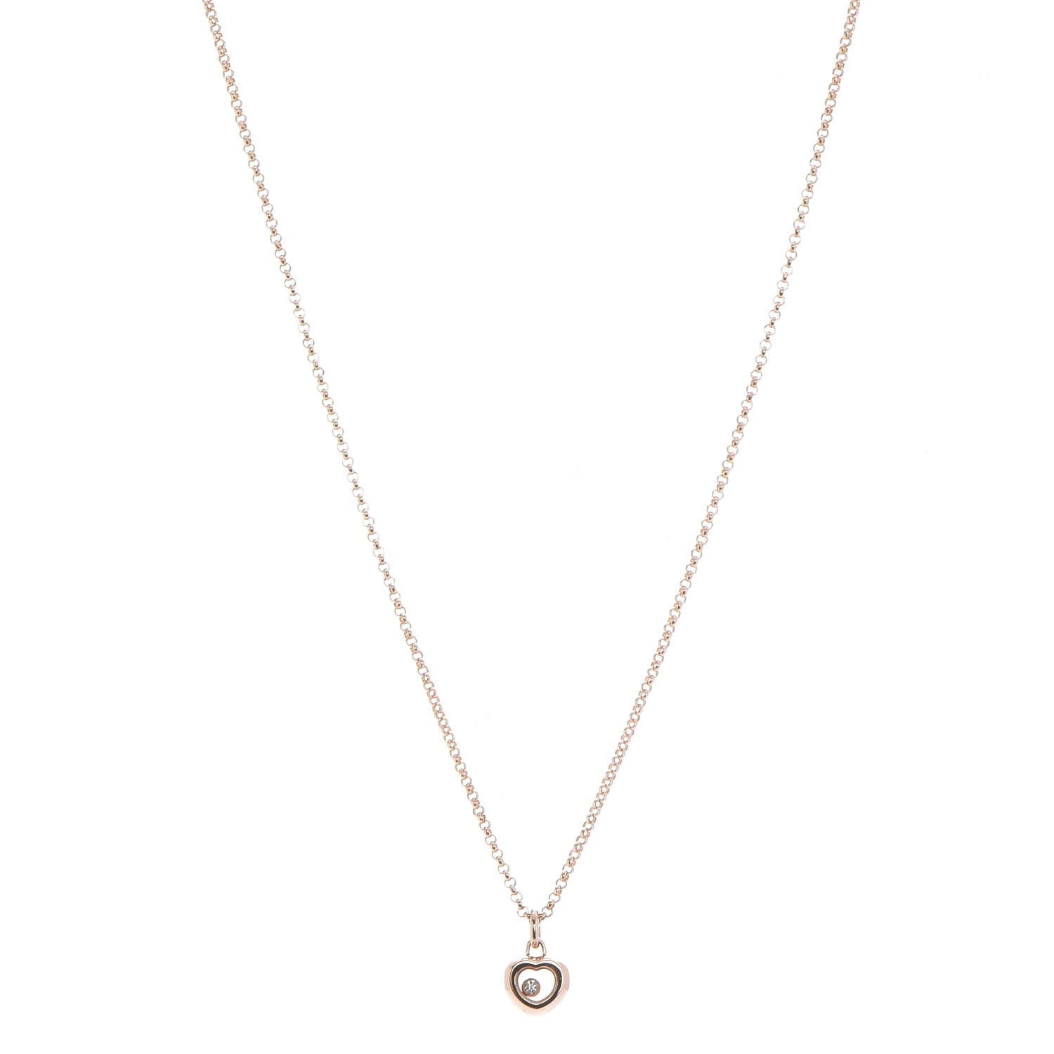 Chopard 18K Pink Gold Happy Diamonds Heart Pendant Necklace 1 of 8