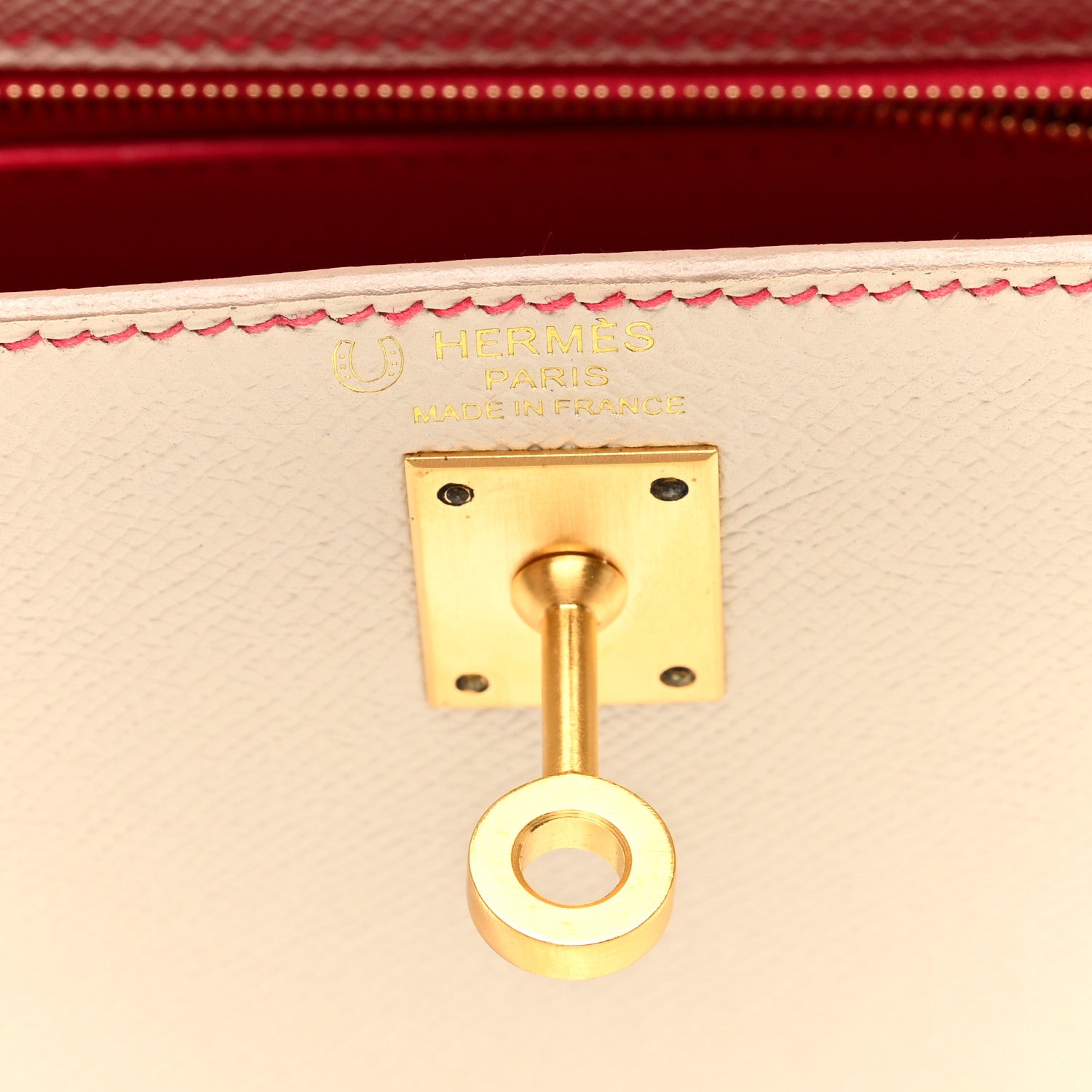 Hermes Epsom Horseshoe Kelly Sellier 25 Craie Rose Extreme 6 of 10