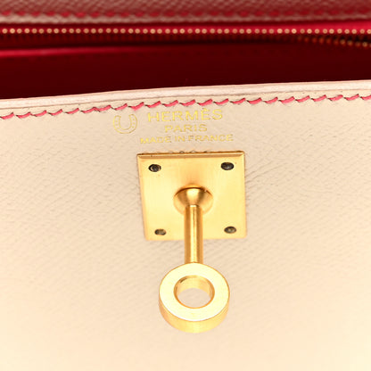 Hermes Epsom Horseshoe Kelly Sellier 25 Craie Rose Extreme 6 of 10