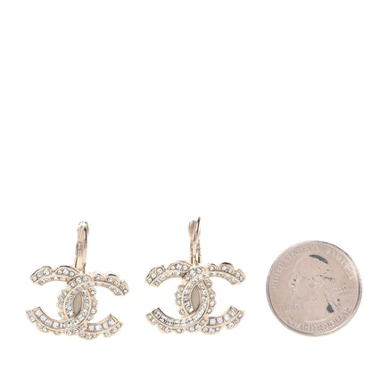 Chanel Baguette Crystal CC Dangle Earrings Light Gold 2 of 4