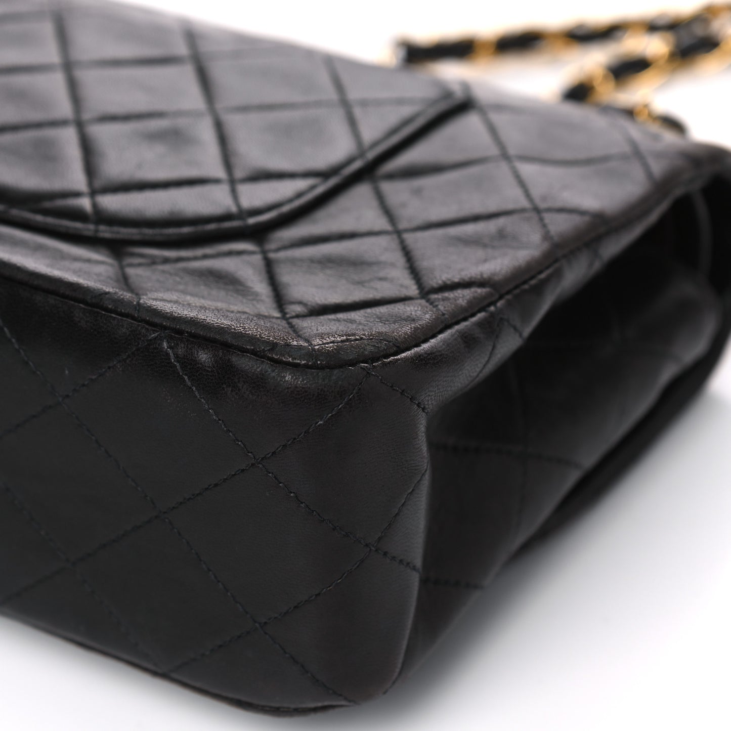 Lambskin Quilted Medium Double Flap Brown