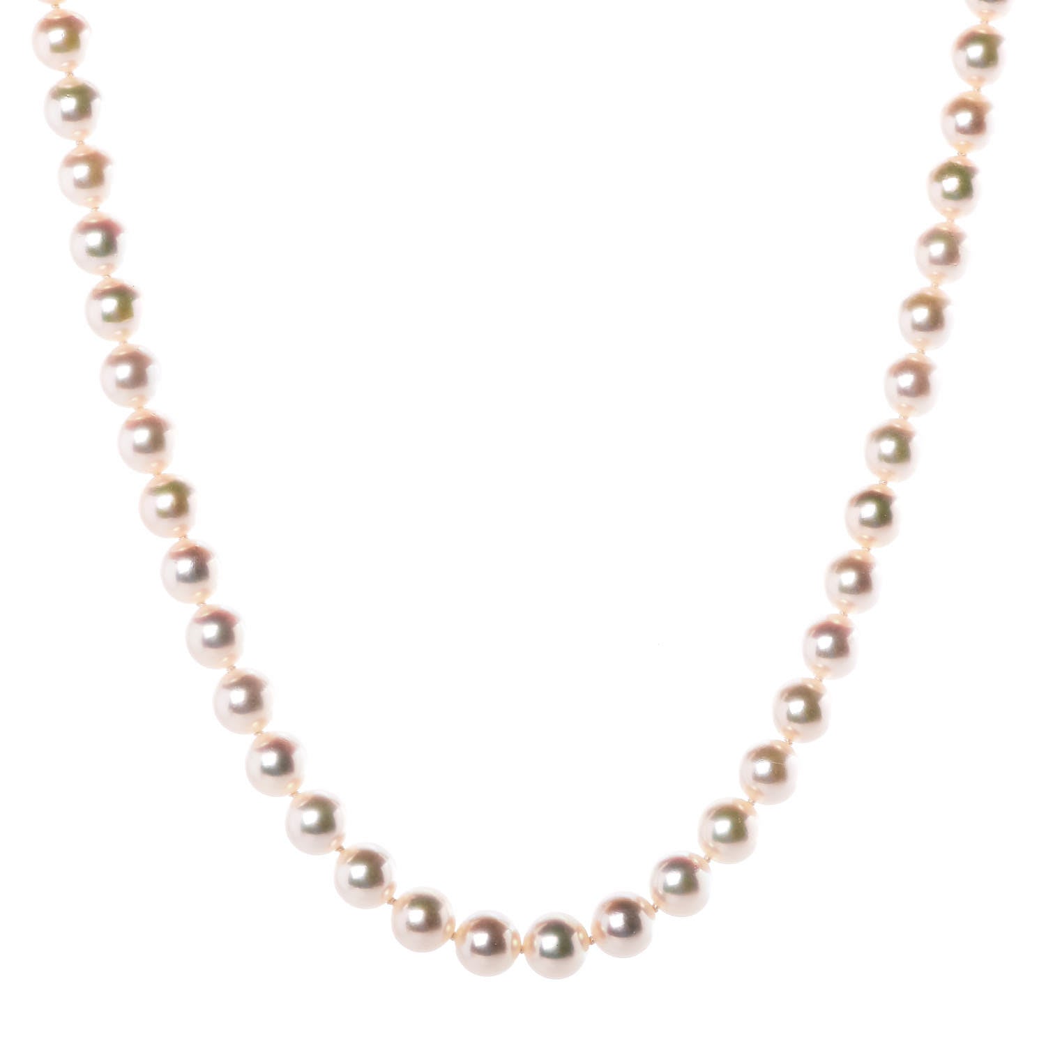 Tiffany 18K Yellow Gold Akoya Pearl 7.5mm Signature Strand Necklace 1 of 6