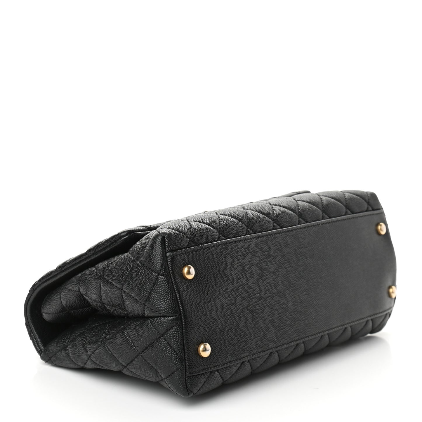 Caviar Elaphe Quilted Small Coco Handle Flap Black