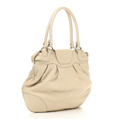 Salvatore Ferragamo Calfskin Vittoria Satchel Ivory 3 of 17