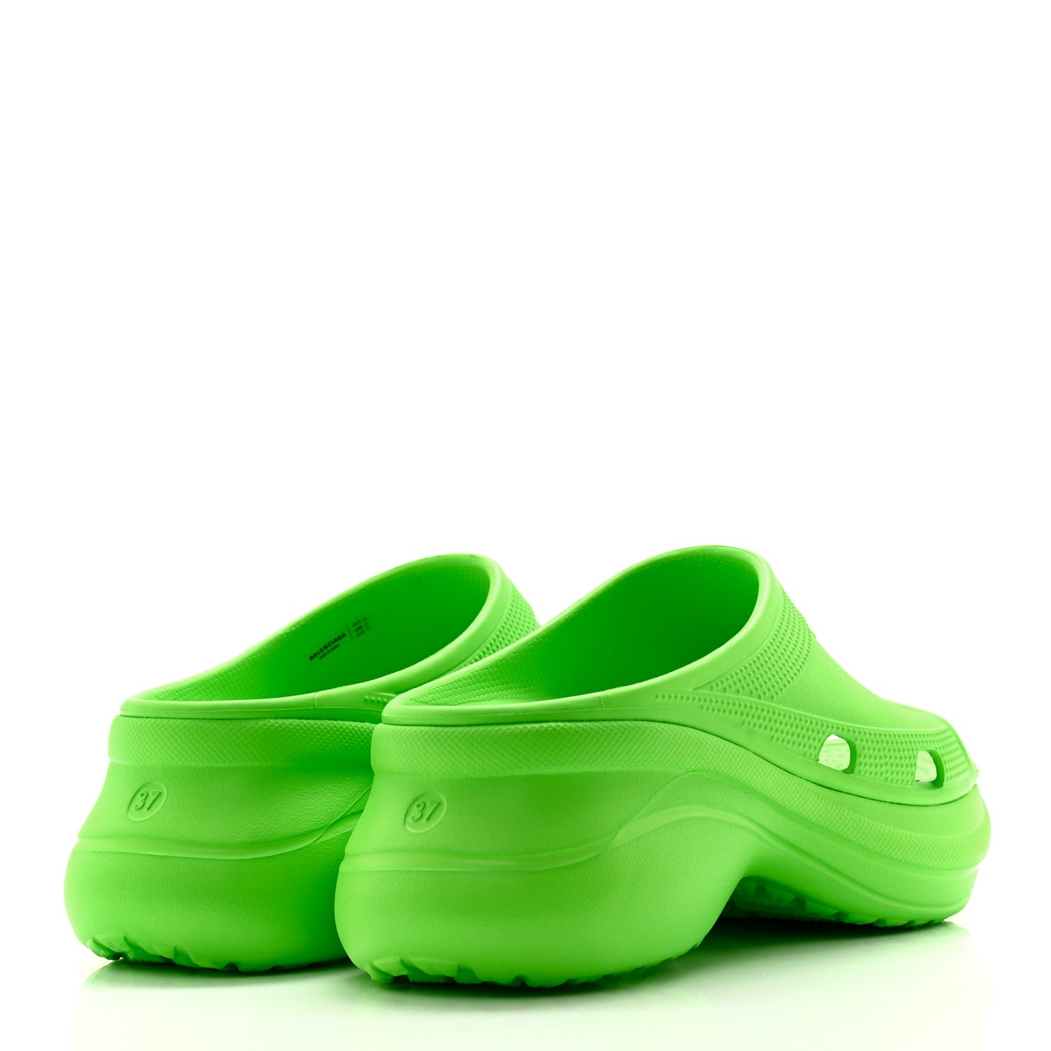 Balenciaga X CROCS Rubber Womens Pool Slides 37 Neon Green 4 of 9