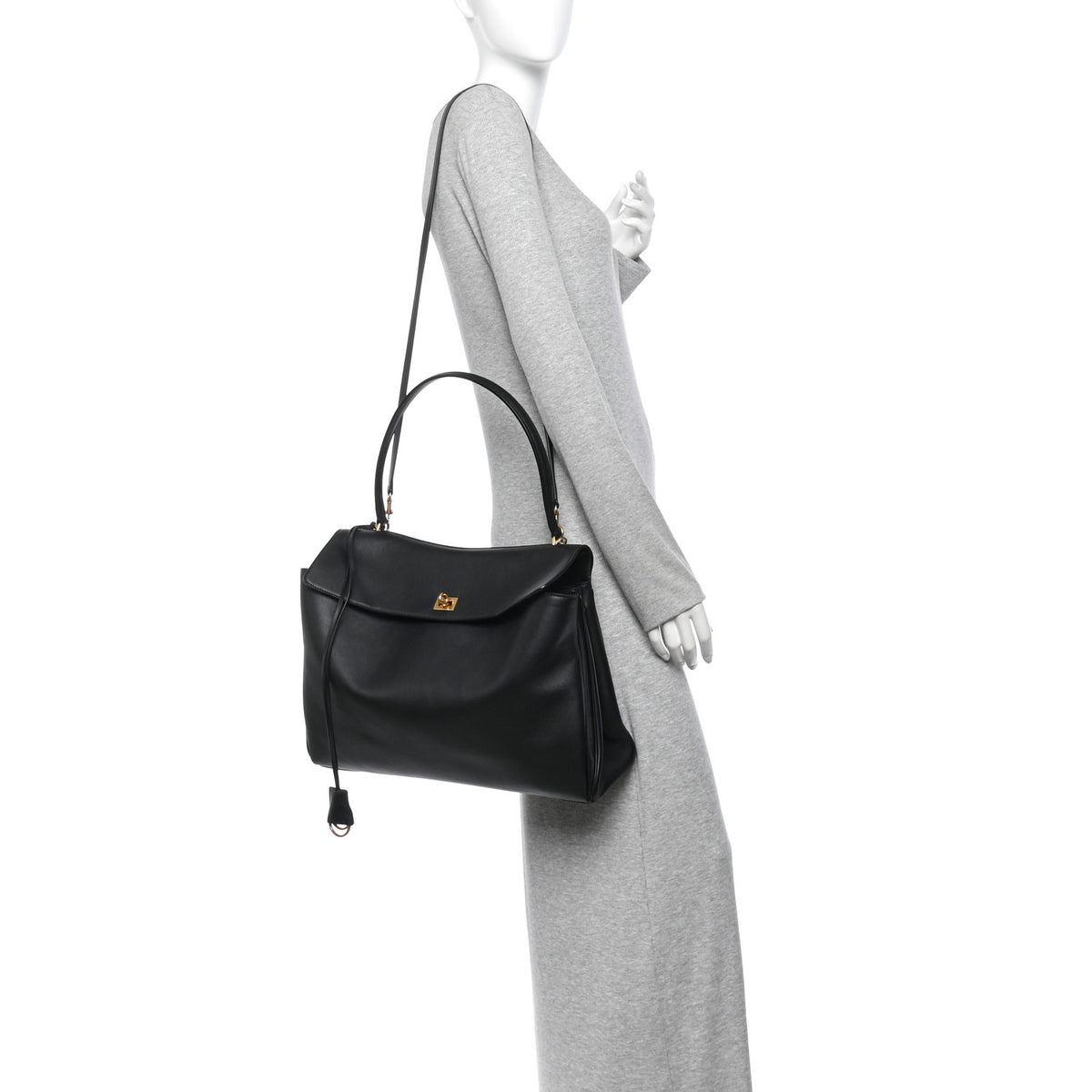 Balenciaga Smooth Calfskin Large Rodeo Top Handle Handbag Black 2 of 9