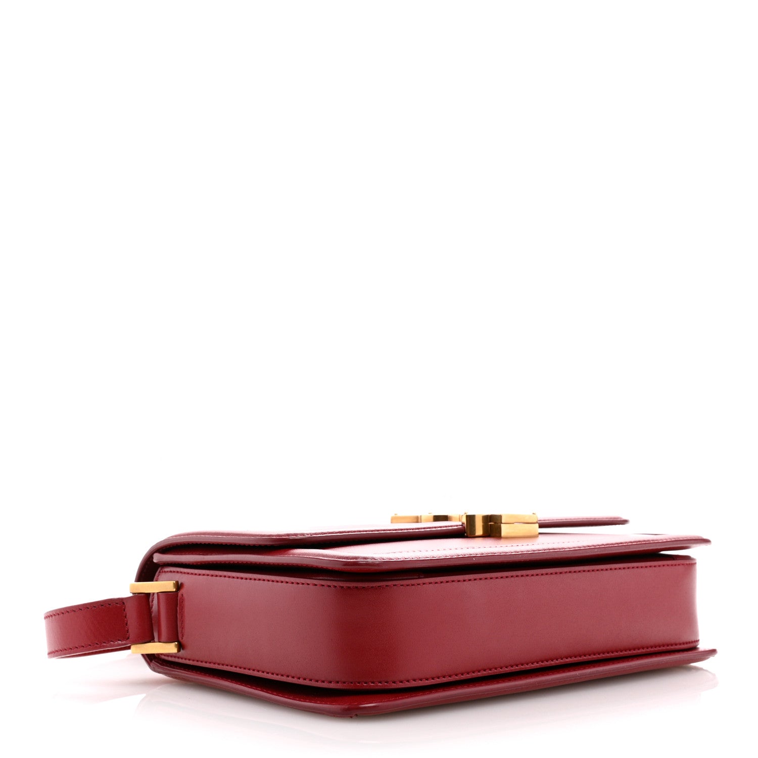 Saint Laurent Box Calfskin Monogram Medium Solferino Satchel Rouge Opyum 4 of 11
