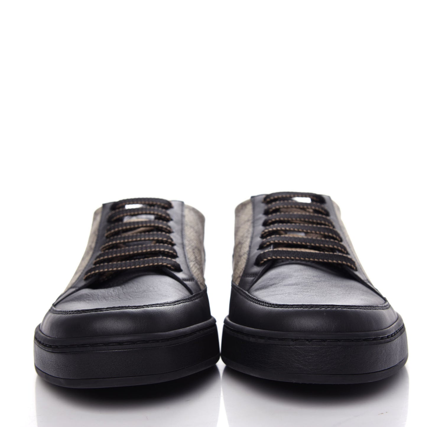 GG Supreme Monogram Mens Low Top Sneakers 9.5 Black Beige Ebony