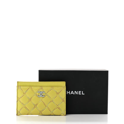 Chanel Lambskin Double Stitch Quilted Card Holder Light Green Light Blue 9 of 9