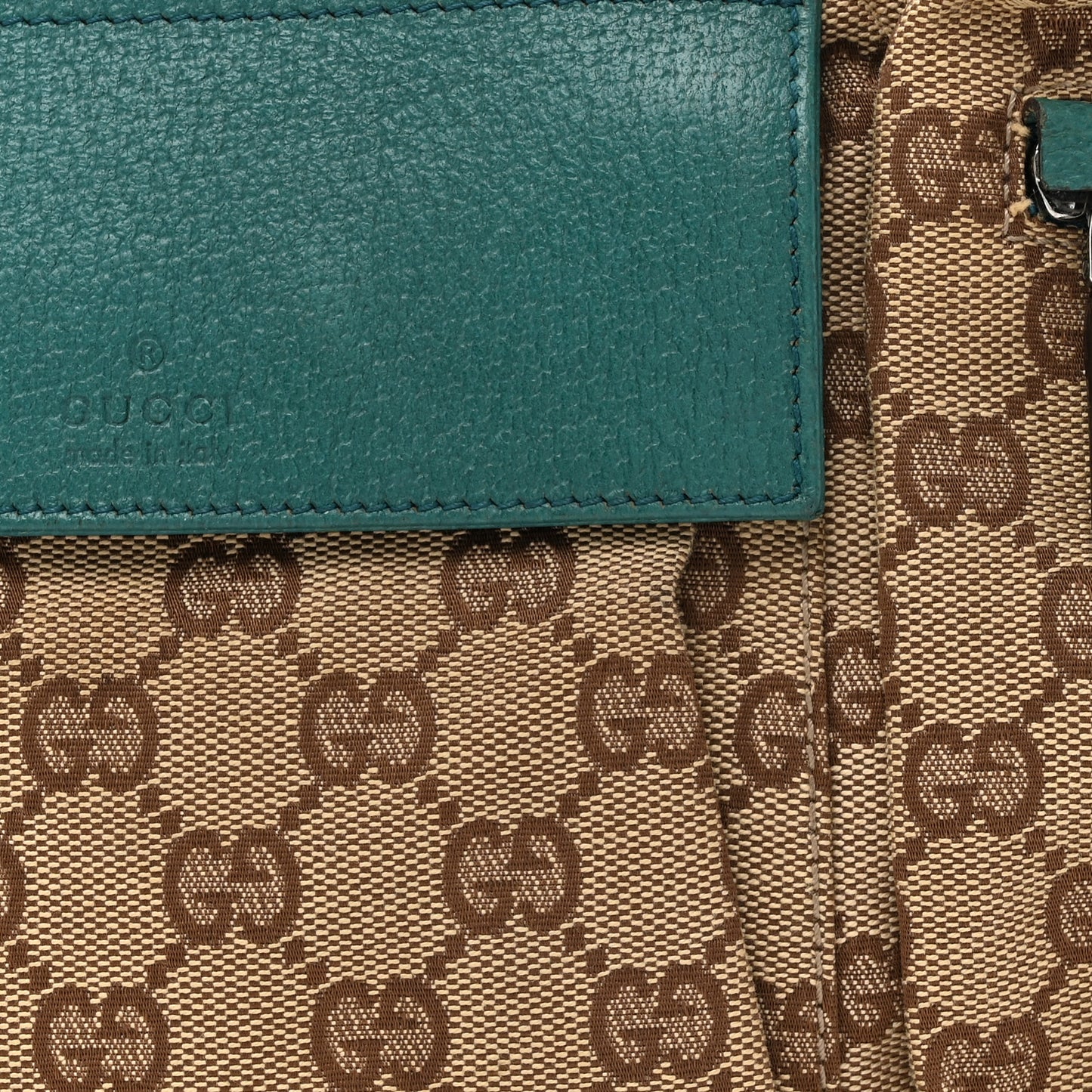 GG Monogram Web Double Pocket Belt Bag Turquoise