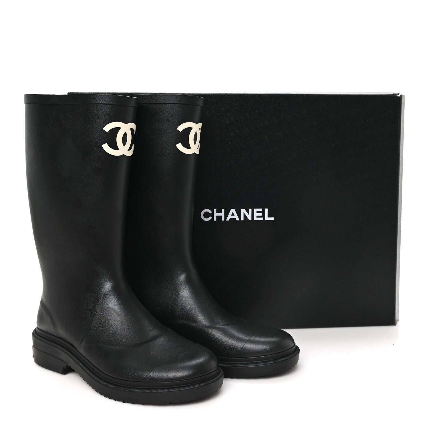 Chanel Caoutchouk CC High Boots 38 Black 9 of 9