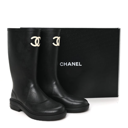 Chanel Caoutchouk CC High Boots 38 Black 9 of 9