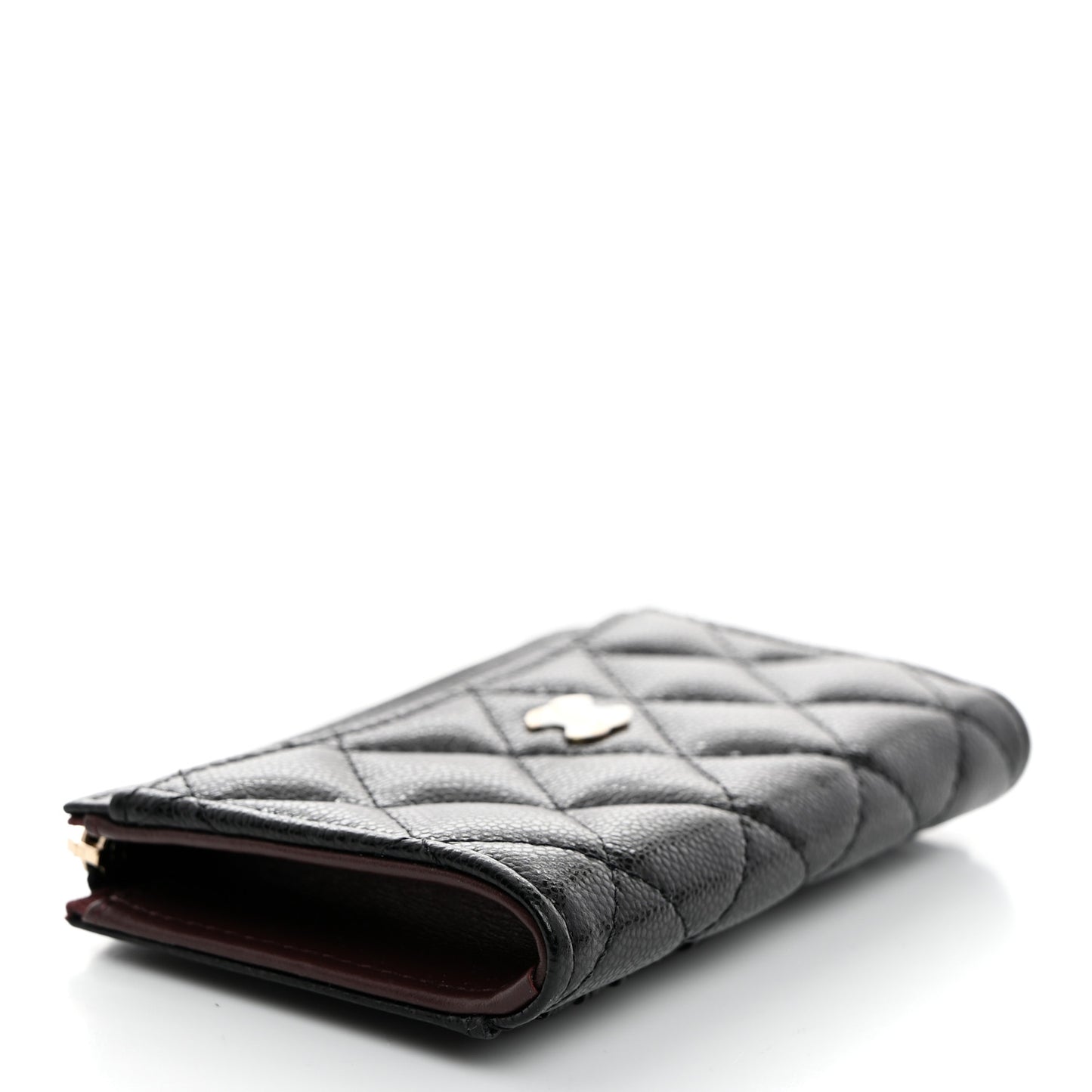 Caviar Quilted CC Zip Around Card Holder Black