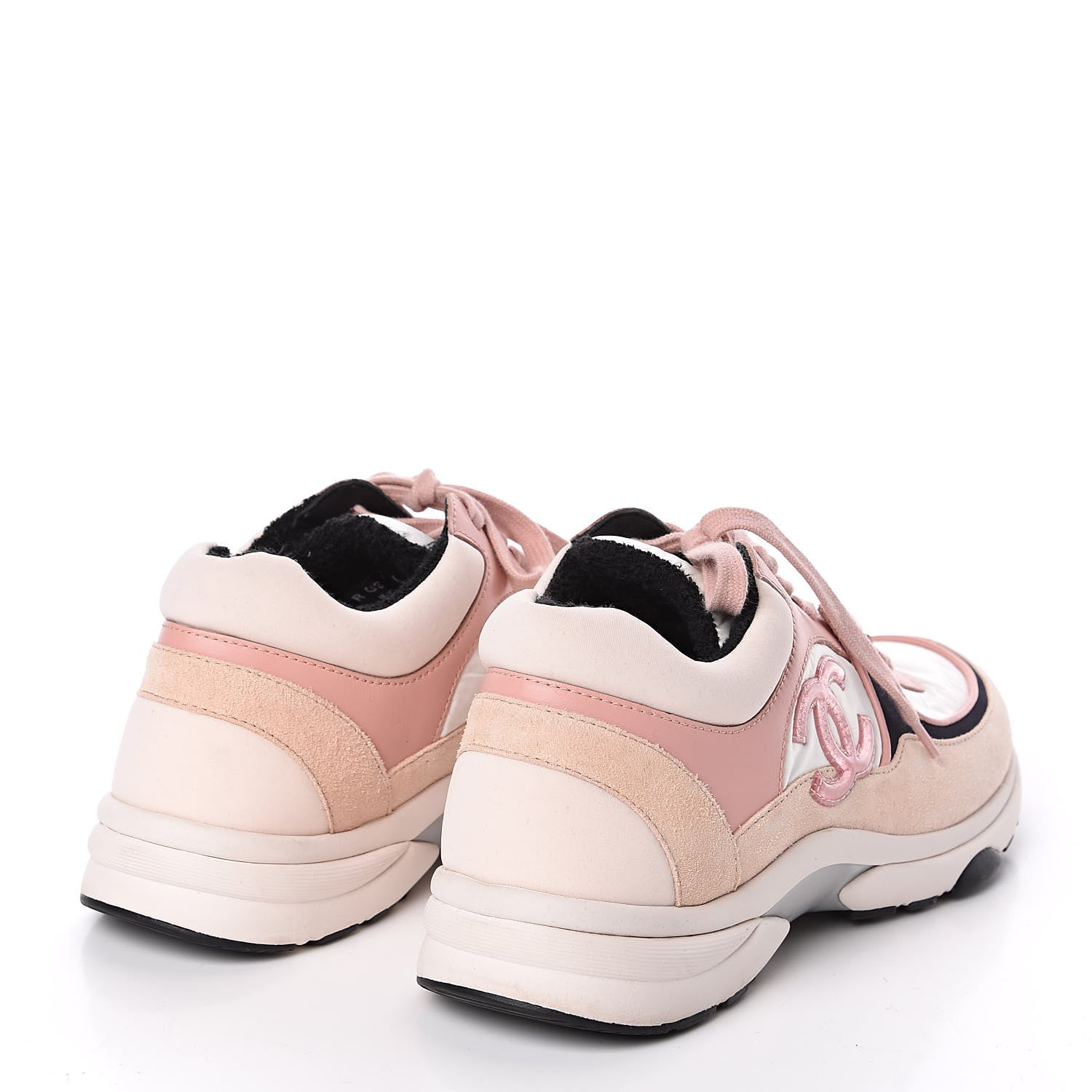 Chanel Nylon Lambskin Suede Calfskin CC Sneakers 39 Pink 4 of 8