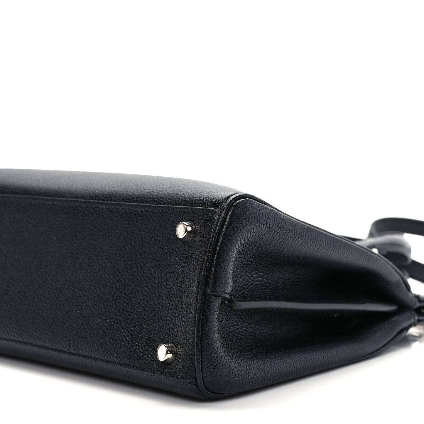 Grainy Calfskin Small Zumi Top Handle Bag Black