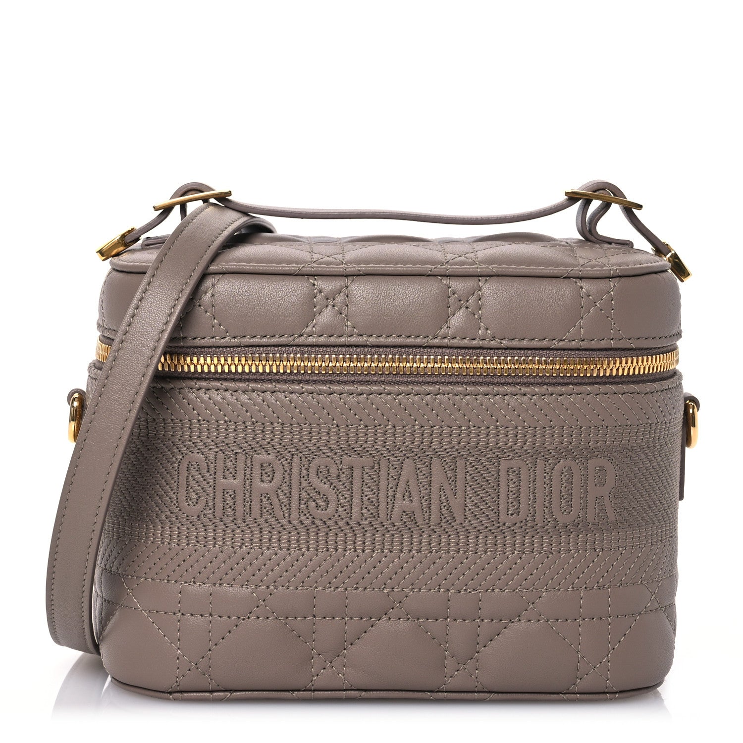 Christian Dior Lambskin Cannage Small Diortravel Vanity Case Warm Taupe 1 of 10