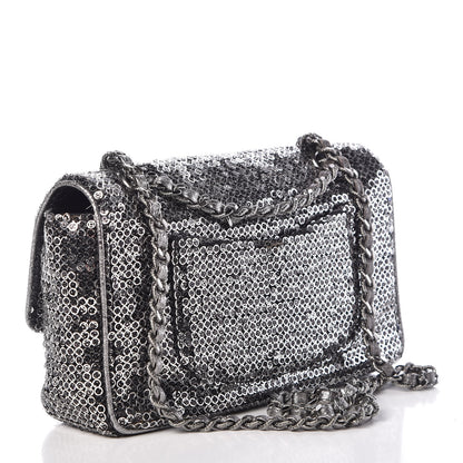 Chanel Sequin Mesh Medium Single Flap Silver 3 of 10