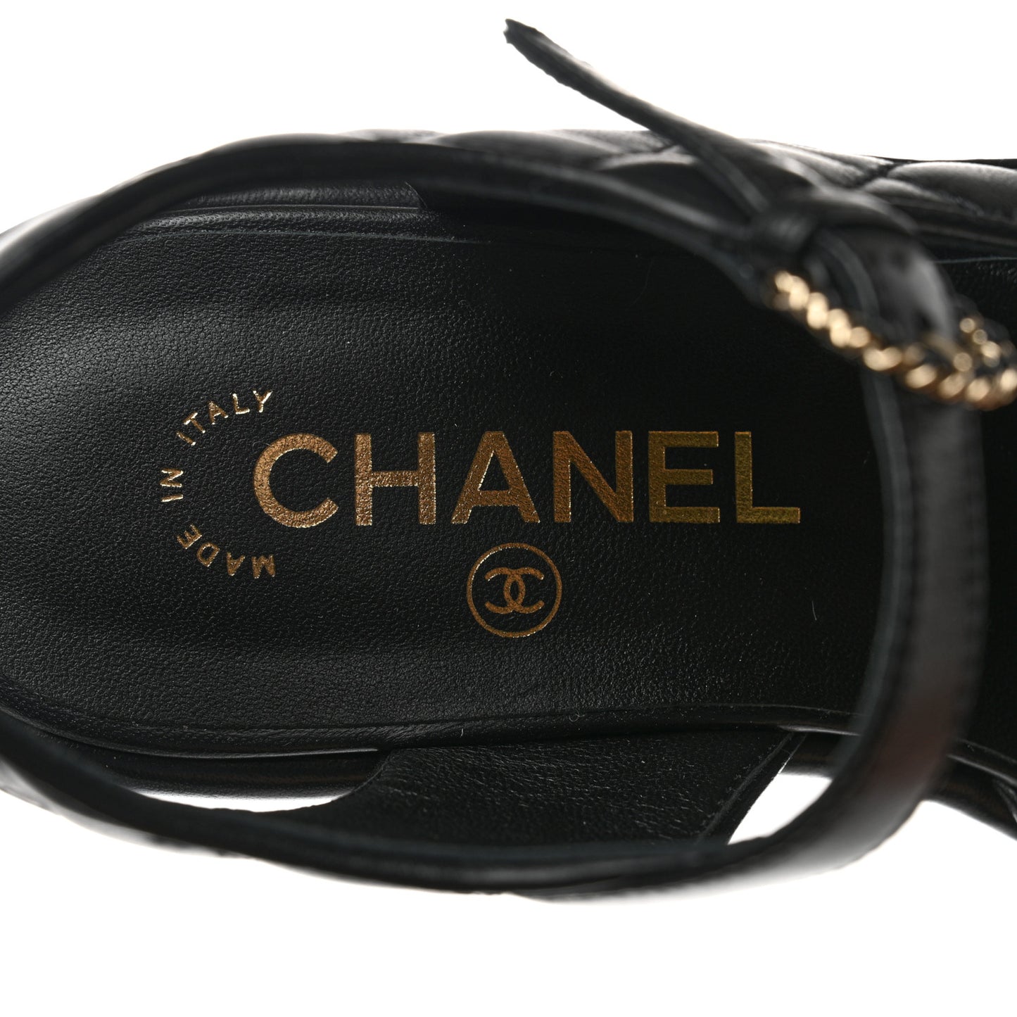 Lambskin Quilted CC Platform Sandals 37.5 Black