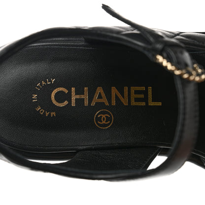Chanel Lambskin Quilted CC Platform Sandals 37.5 Black 7 of 10