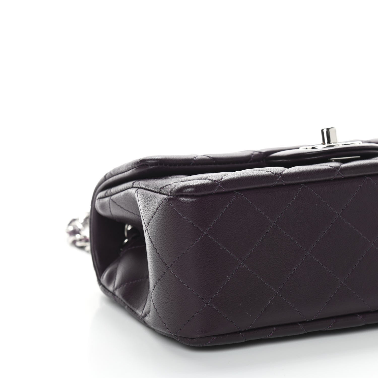 Chanel Lambskin Quilted Mini Rectangular Flap Dark Purple 7 of 8