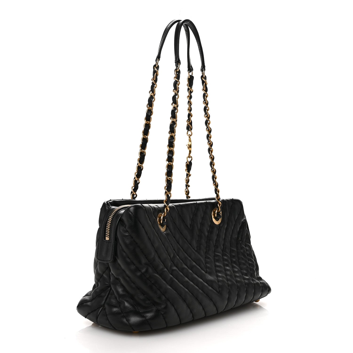 Chanel Calfskin Chevron Quilted Surpique Tote Black 3 of 10