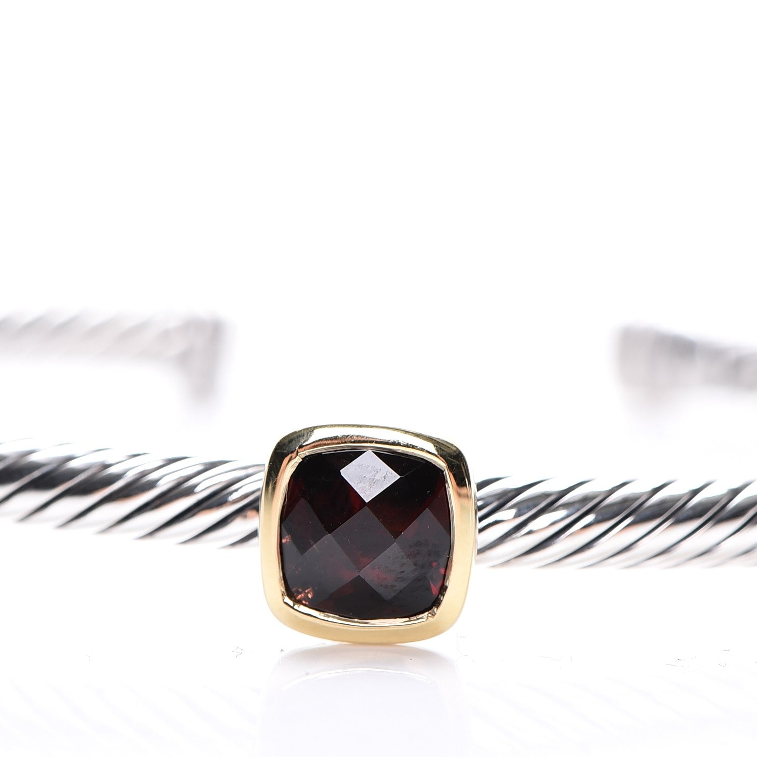 David Yurman Sterling Silver 18K Yellow Gold Garnet 4mm Noblesse Cable Bracelet 4 of 6
