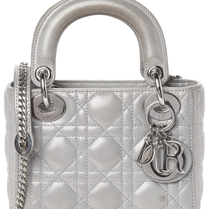 Christian Dior Metallic Lambskin Cannage Mini Lady Dior Grey 12 of 12