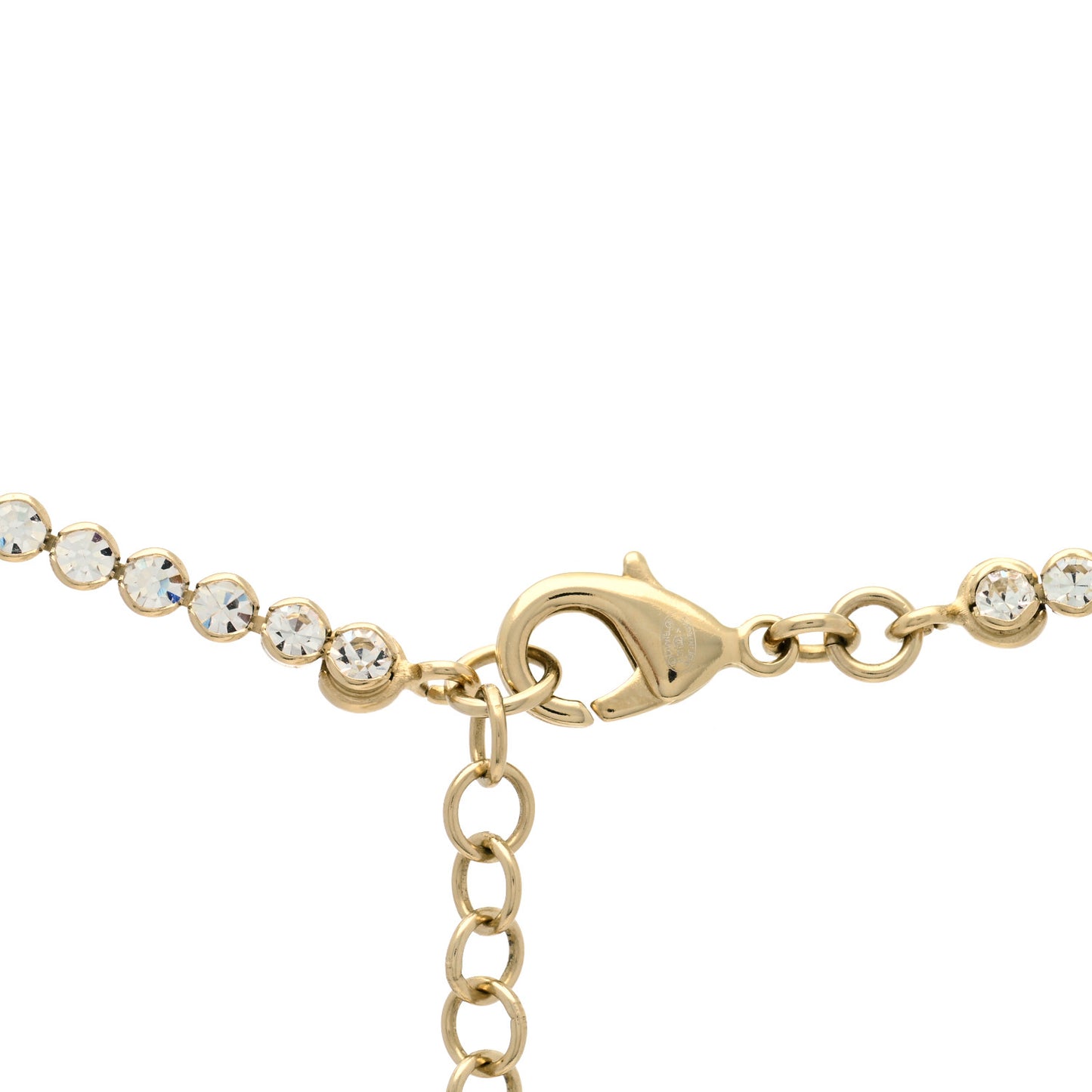 Crystal CC Chain Short Necklace Gold