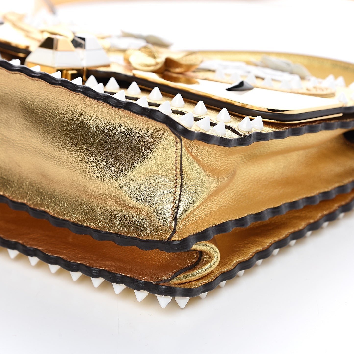 Metallic Calfskin Wonder Monster Kan I Shoulder Bag Gold