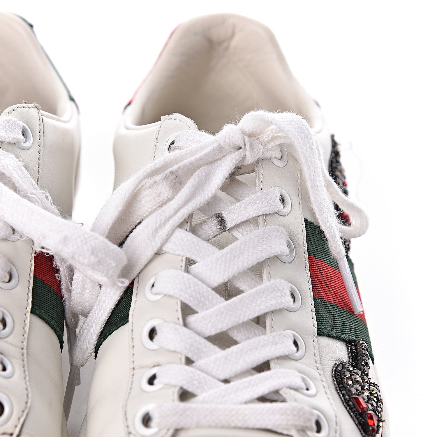 Gucci Calfskin Web Studded Womens Arrow Ace Sneakers 35.5 White 15 of 17