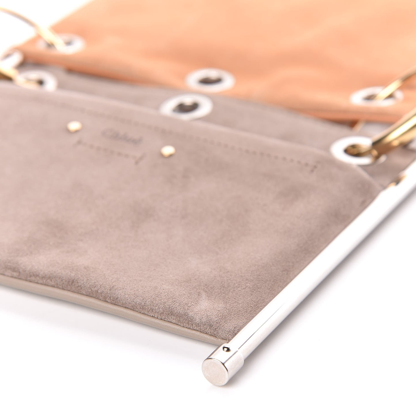 Smooth Calfskin Suede Roy Double Shoulder Bag Merino Grey Blushy Pink