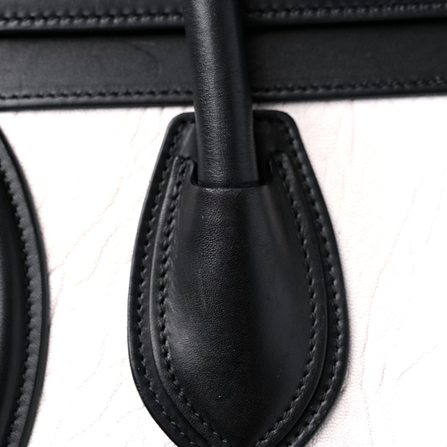 Elephant Calfskin Mini Bi-Color Luggage Black White