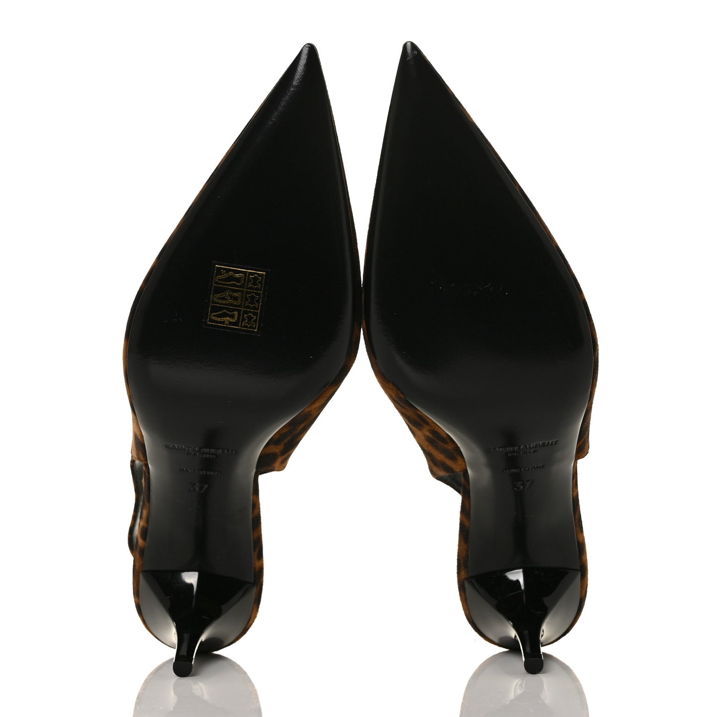 Suede Leopard Print Slingback Pumps 37 Brown