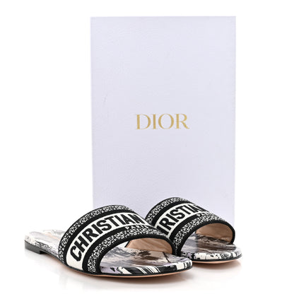 Christian Dior Canvas Embroidered New York Dway Mules Slide Sandals 37.5 White Black 9 of 9