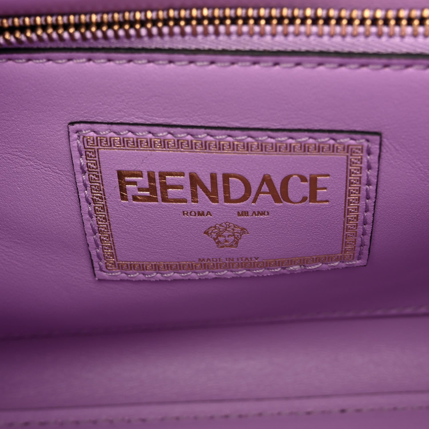 Versace X FENDI Grained Calfskin Fendace La Medusa Medium Top Handle Bag Black Multicolor 6 of 10