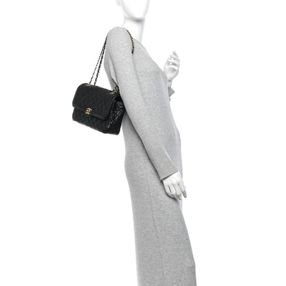 Chanel Crumpled Grained Calfskin Medium Two Tone Flap Black 2 of 10