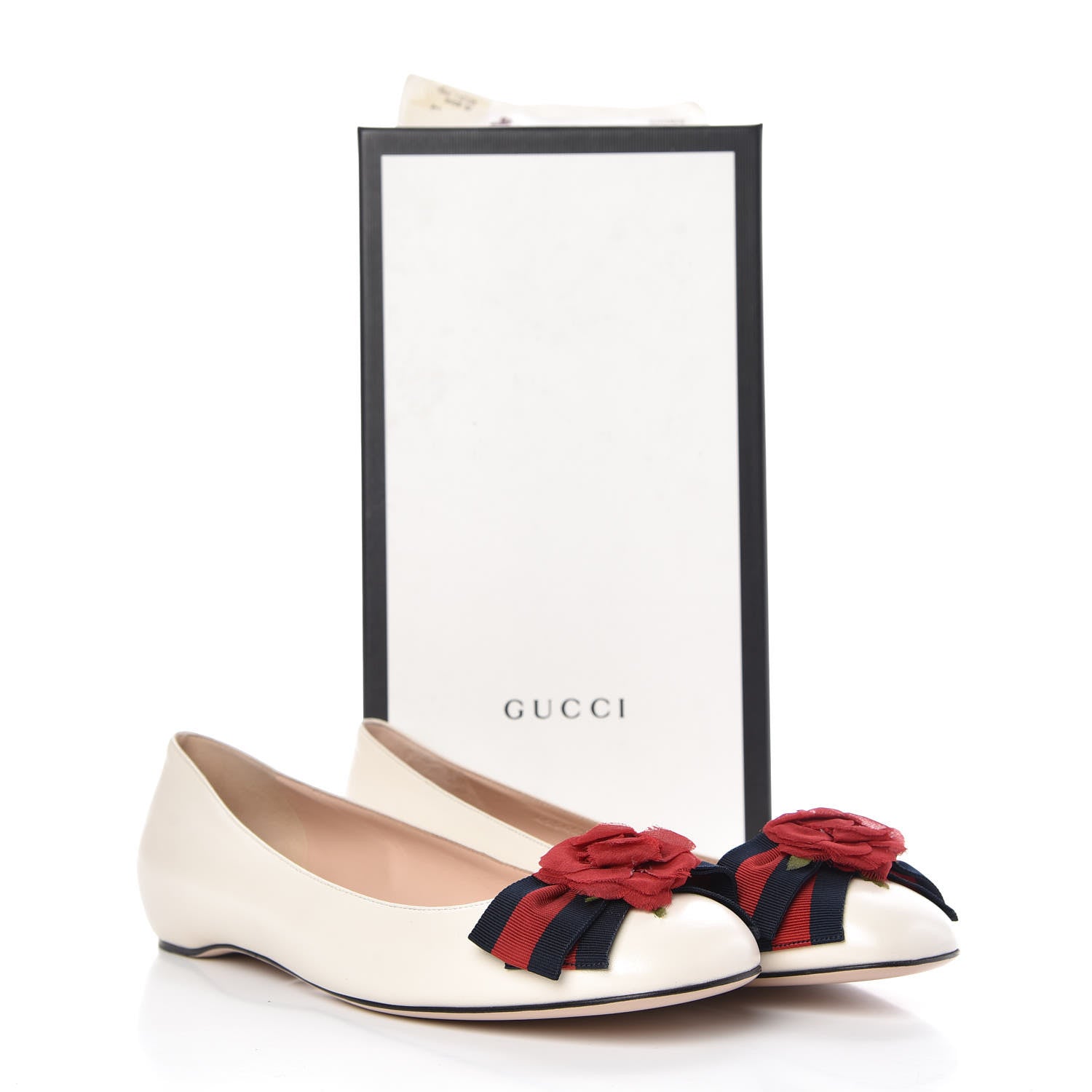 Gucci Malaga Kid Web Rose Bow Flats 41 White 9 of 9