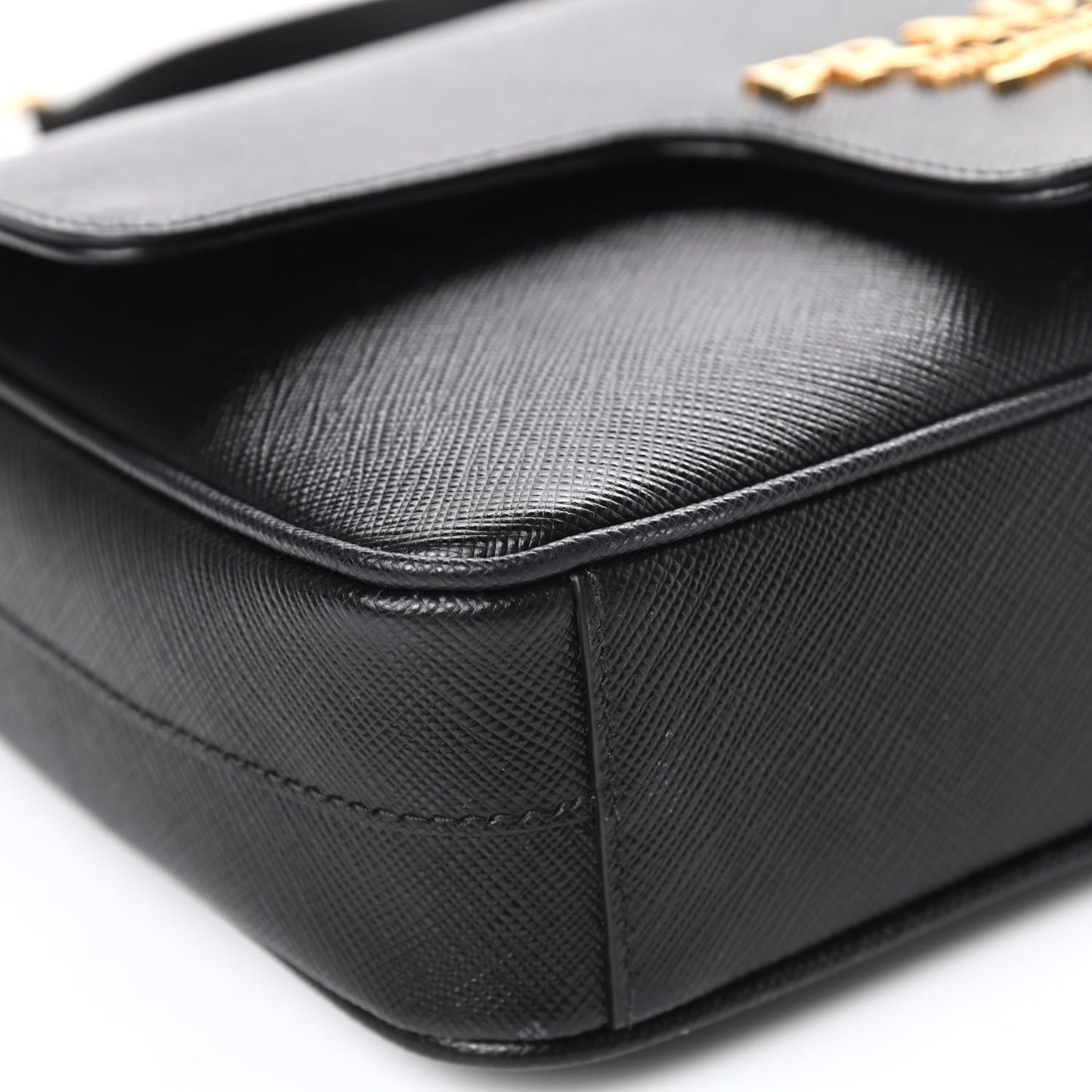 Saffiano Flap Shoulder Bag Black