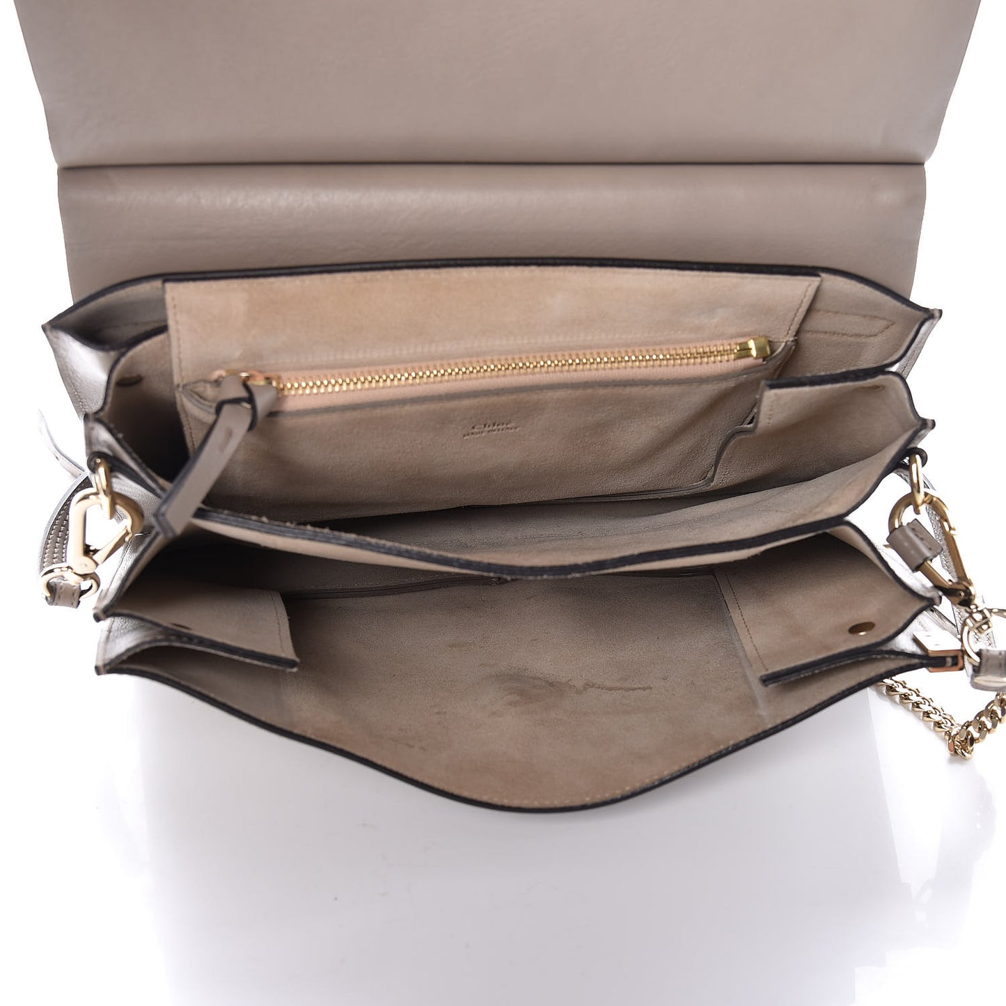 Calfskin Suede Medium Faye Shoulder Bag Motty Grey