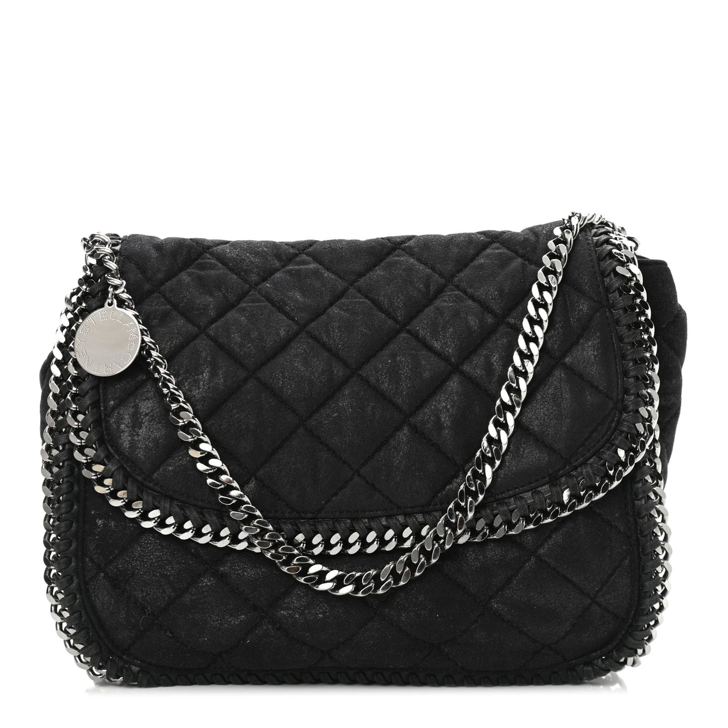Shaggy Deer Quilted Falabella Shoulder Bag Black