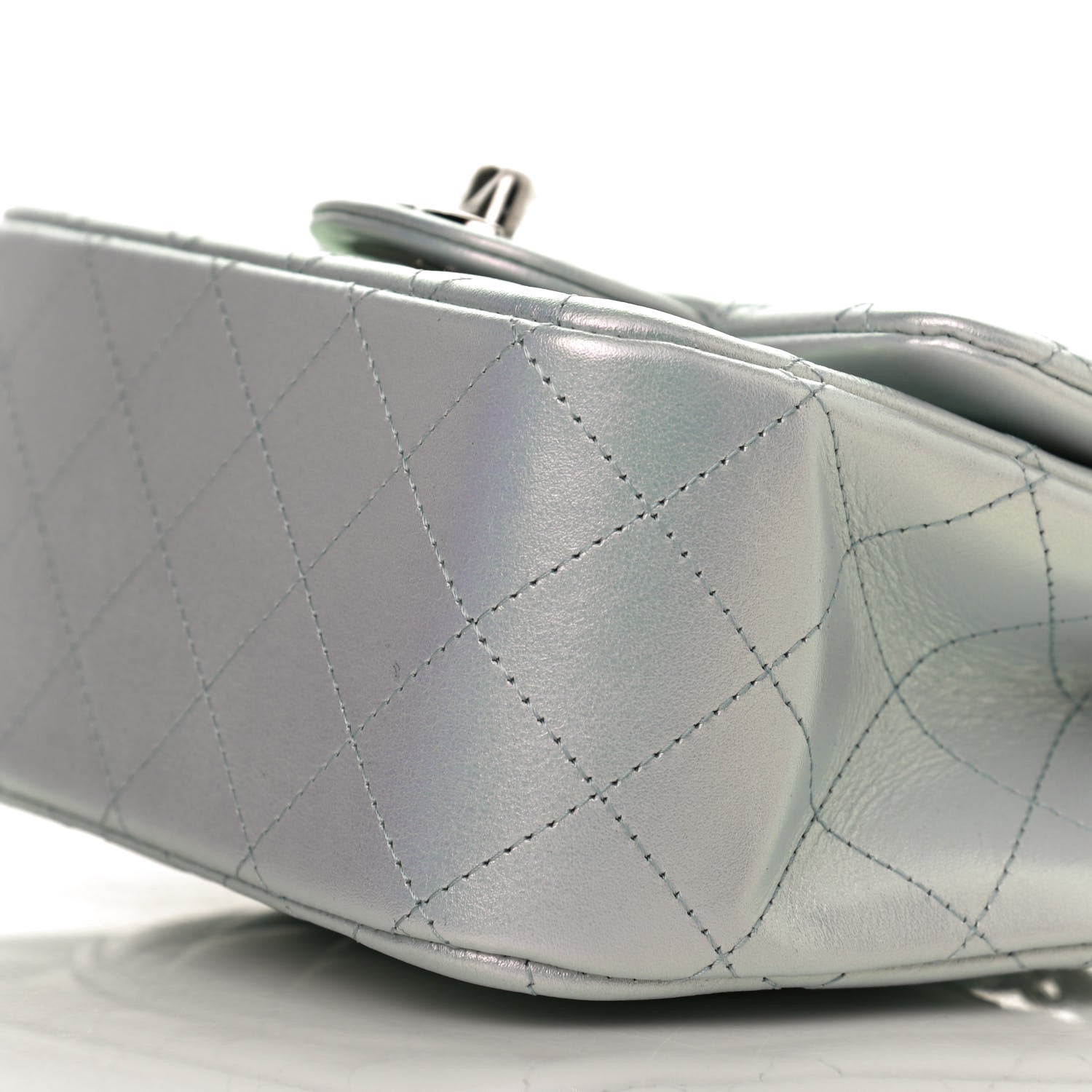 Chanel Iridescent Lambskin Quilted Mini Square Flap Light Blue 10 of 10