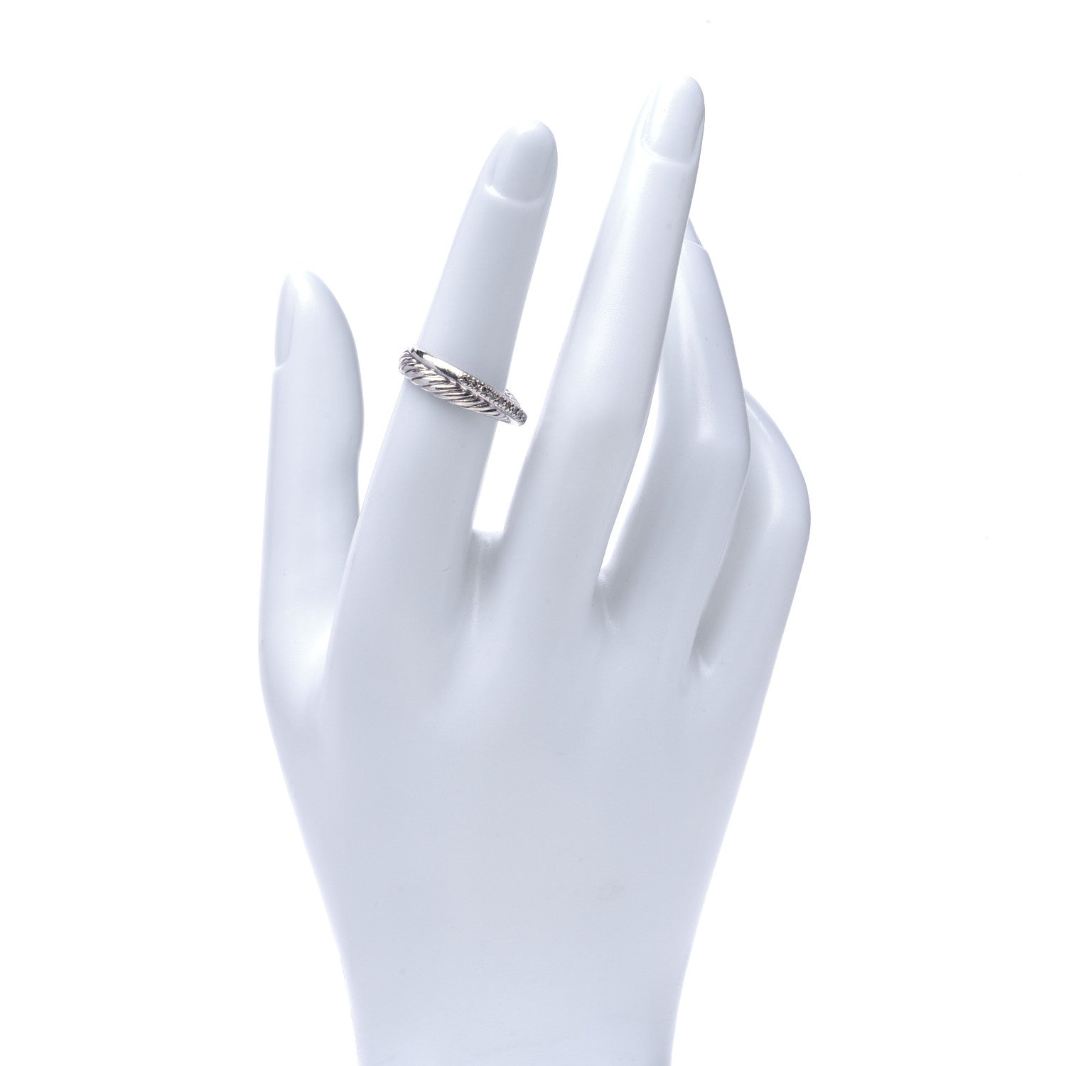 David Yurman Sterling Silver Diamond 5mm Crossover Ring 52 6 2 of 7