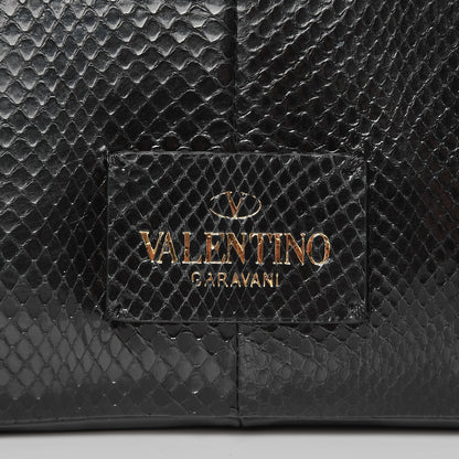 Valentino Garavani Calf Hair Snakeskin Patent Calfskin Large Mime Single Handle Bag Black 10 of 10