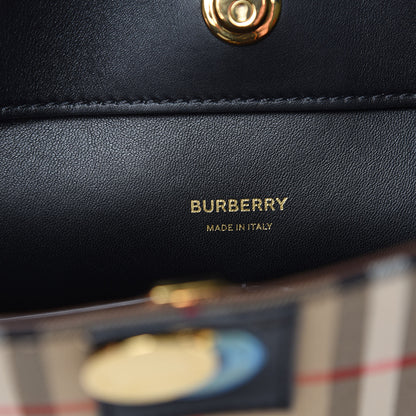 Burberry Calfskin House Check Medium Society Top Handle Bag Archive Beige Black 6 of 10