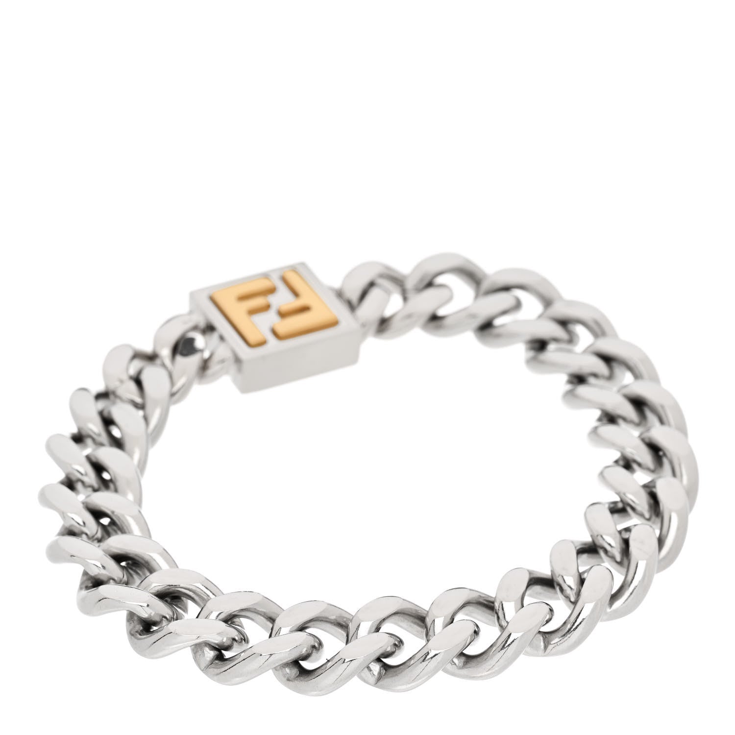 Fendi Palladium FF Curb Link Bracelet Gold Silver 3 of 4